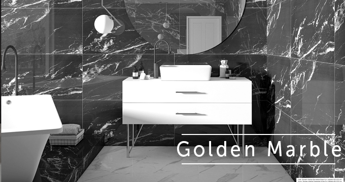 golden pooster - سرامیک مشکی رگه دار GoldenMarble Black | پولیش | 60*120| پرسلان | محصولات راک سرامیک