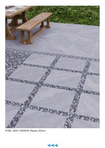 سرامیک پرسلان ضخامت بالا فضای بیرون Fosil Grey 100*100